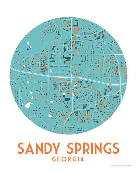 Sandy Springs Map Sandy Springs Ga Housewarming Gift Sandy Etsy