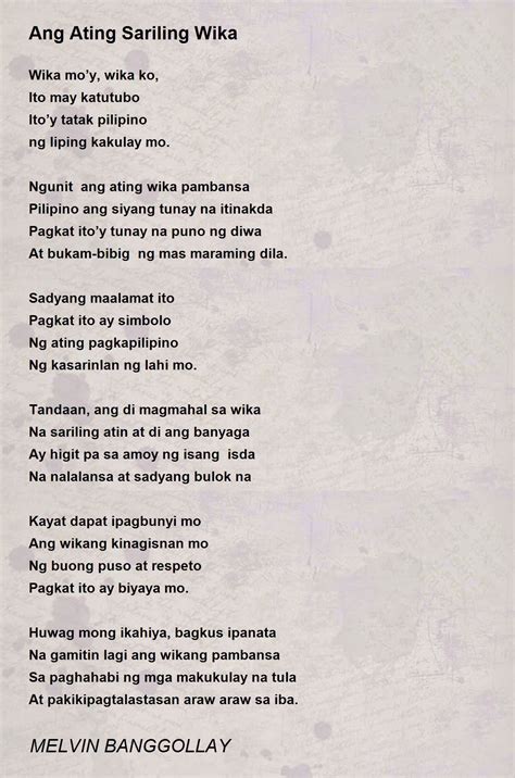 Tula Tungkol Sa Pagmamahal At Pagpapahalaga Sa Wikang Filipino