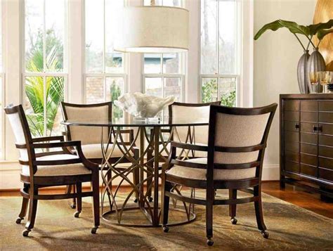 The table rests on a pedestal post and rises on splayed legs. Kitchen Table and Chairs with Casters - Decor Ideas
