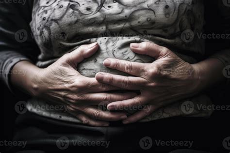 Woman Holding Hands On Her Belly Stabbing Pain In Abdomen Diarrhea