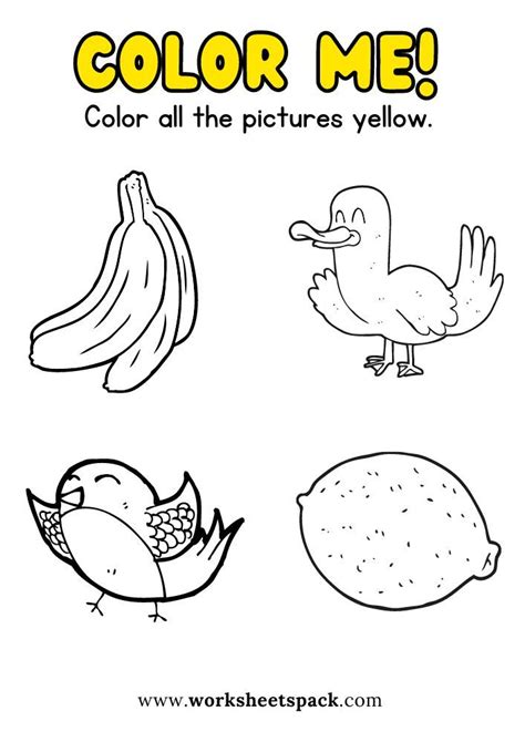 Yellow Coloring Page Kindergarten Coloring Worksheets Pdf Color