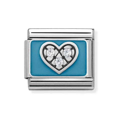 Nomination Classic Silvershine Blue Enamel Sparkly Heart Charm 330306