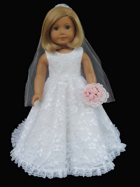 American Girl Doll Wedding Dress White Lace Item6 Etsy