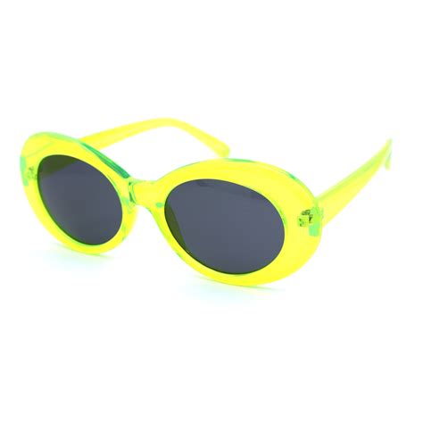 Sa106 Womens Mod Thick Plastic Oval Round Designer Sunglasses Light Green Black