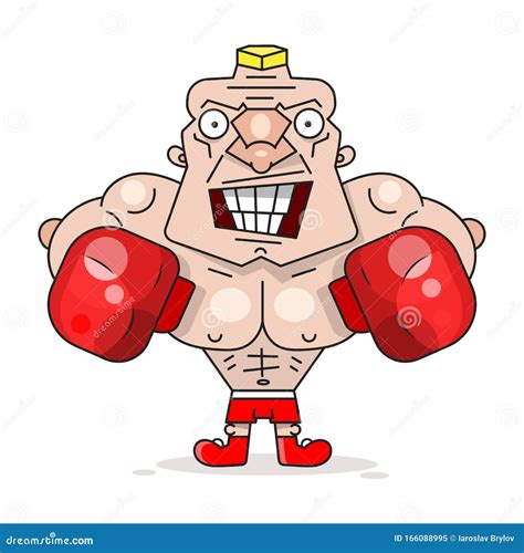 Smiling Caucasian White Boxer In Red Boxing Gloves Training During