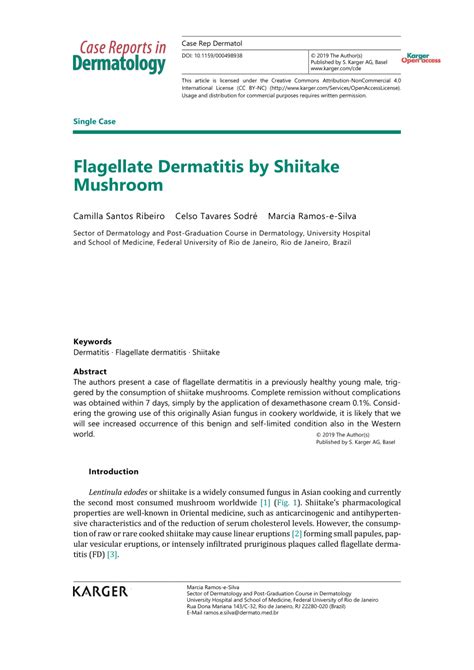 Pdf Flagellate Dermatitis By Shiitake Mushroom