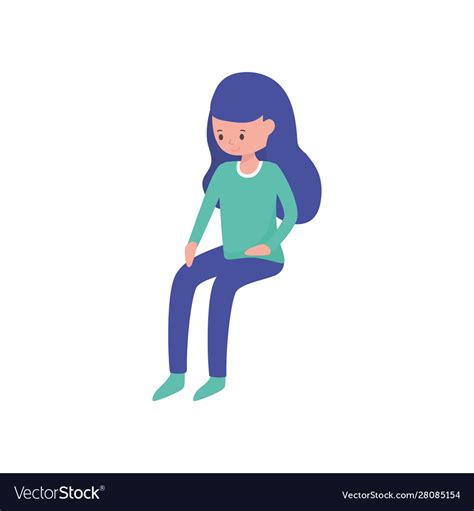 Young Woman Cartoon Character Sitting On White Vector Image
