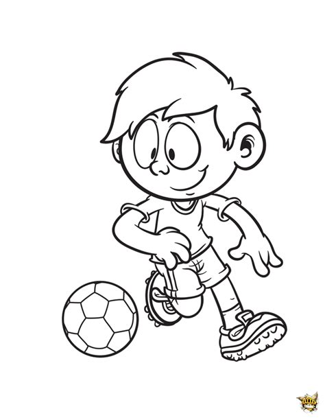 Coloriage Petit Garçon Qui Joue Au Football à Imprimer