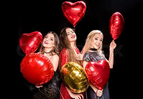 Gorgeous Women With Balloons Stock Image Colourbox