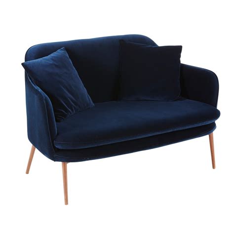 Subito a casa e in tutta sicurezza con ebay! Divanetto 2 posti in velluto blu notte Sacha | Maisons du Monde
