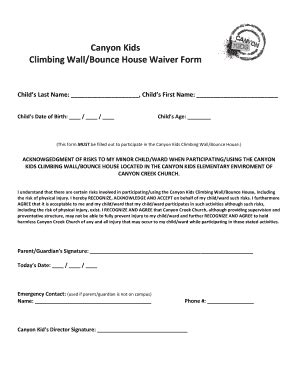 Bounce House Waiver Form Fill And Sign Printable Template Online