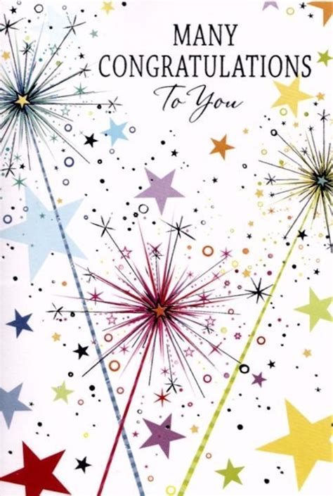 Congratulations Greetings Card Multicoloured Stars With Silver Foil 7