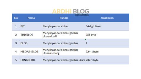 Pengertian Dan Macam Macam Tipe Data Pada Mysql Abdhi Blog