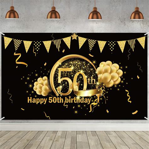Buy Blulu 6x4fts 50th Birthday Black Party Decoration Extra Large