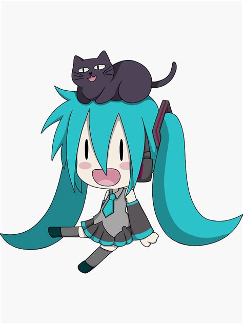 Miku With A Cat Sticker For Sale By Pissedonthemoon Redbubble