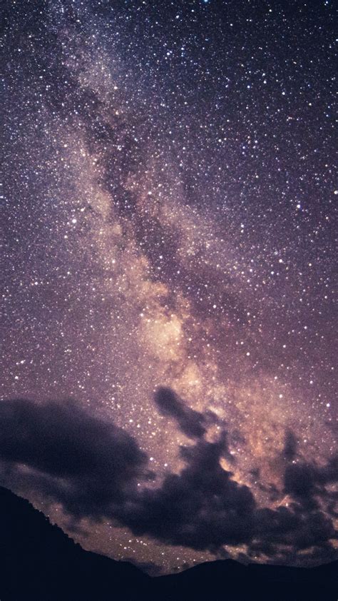 Download Wallpaper 1350x2400 Starry Sky Milky Way Clouds Night