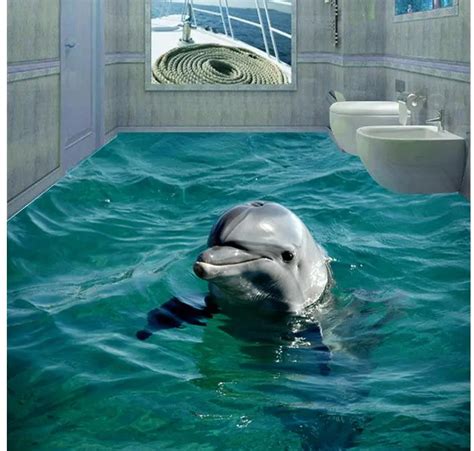 Buy 3d Sea Beach Floor Dolphin 3d Wall Murals