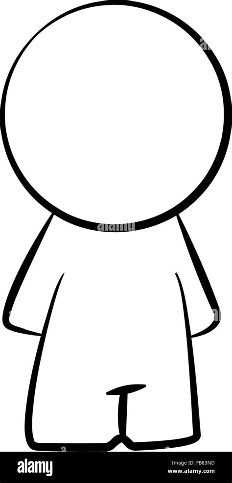 Line Drawing Of A Simple Cartoon Person Stock Vector Art And Illustration