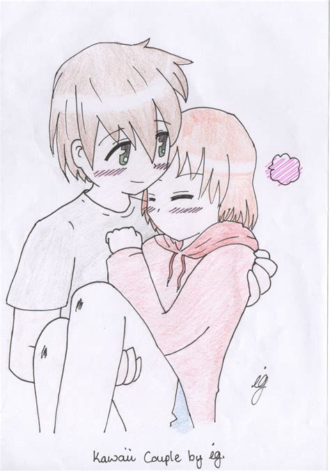 Cute Anime Couple Kissing Drawing - Marketing