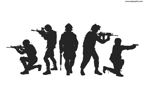 Silhouette Soldier Military Army Soldiers Png Download 50003333