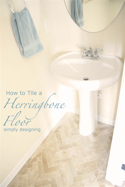 Lay the bathroom tile where you've applied thinset, being extra meticulous with the first few tiles, as they will determine the straightness of the rest of the installation. Herringbone Tile Floor - How to Prep, Lay, and Install