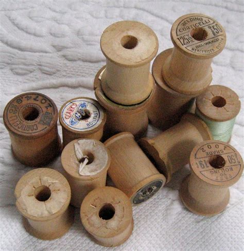 Vintage Wooden Thread Spools Lot Of Thirteen Etsy Thread Spools
