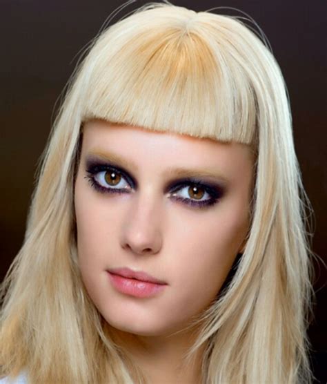 Two things I love, bangs and bleached eyebrows | Bleached eyebrows, Runway makeup, Dream hair