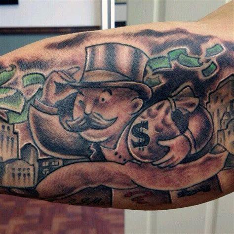 Money rose tattoos have been a part of the tattoo industry for quite some time now. Money Bag Monopoly Man Tattoo For MEn | Money bag tattoo ...