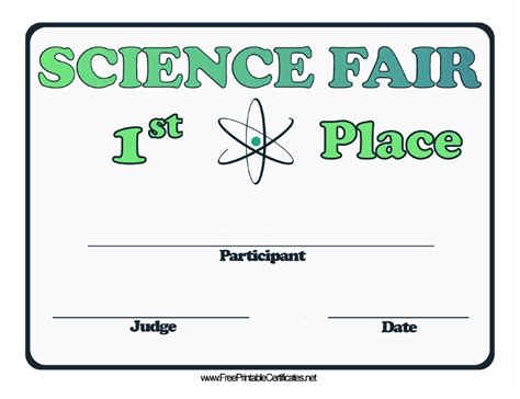 Science Fair First Place Certificate Template Download ...