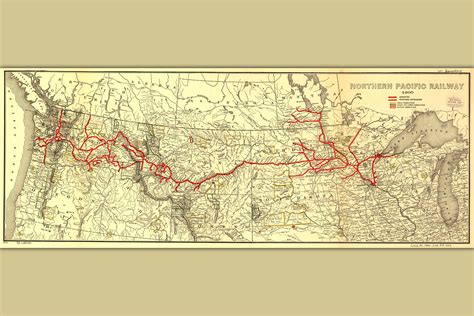 Map Of Northern Pacific Railroad Antique Map Railroad Map Ca1900 Ebay