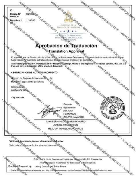 Traducción De Documentos Con Aprobación Oficial Servicio De Apostilla Honduras