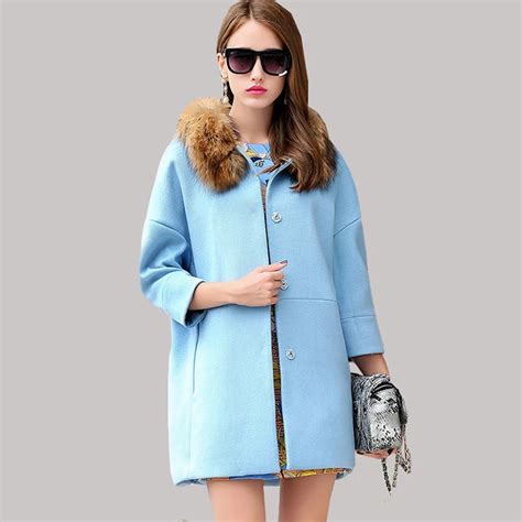 2016 new fall winter european original high quality woolen coat women s wool coats fur collar