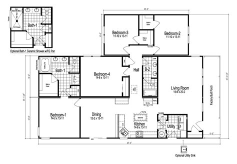 4 bedroom floor plans, house plans & blueprints for builders for families needing a bit more space, four bedrooms are perfect. Wilmington II 4 Bedroom manufactured home floor plan or ...