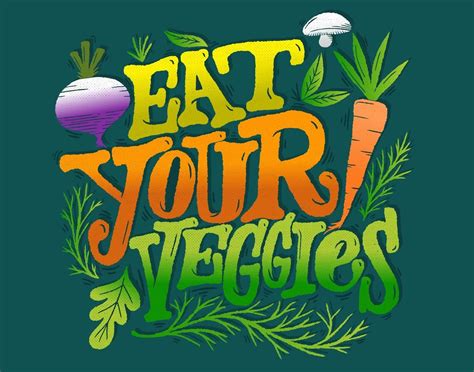 Eat Your Veggies Lettering Cute Kitchen Lettering Custom Posters