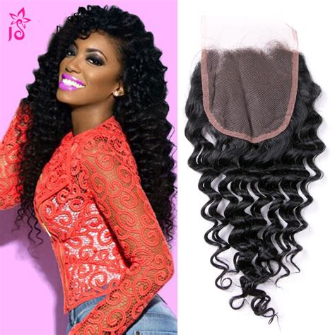 Peruvian Deep Wave Closure Part Human Hair Curly Swiss Lace Closure Piece X Lace Front