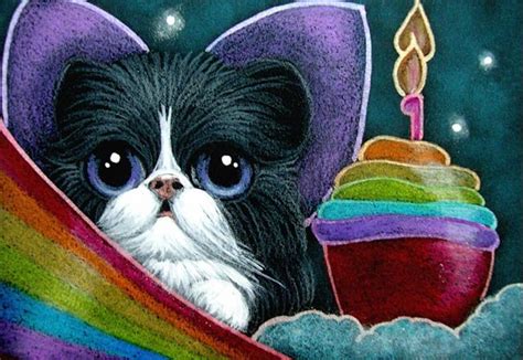 Purple Tuxedo Fairy Cat With Your Rainbow Cupcake Happy Birthday By