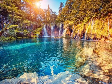 Marvel At Waterfalls In Plitvice Lakes National Park