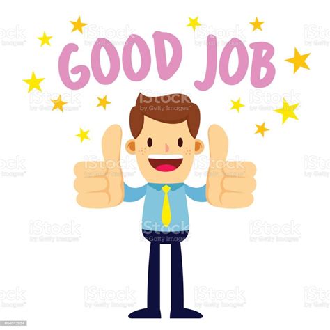 Businessman With Two Thumbs Up Saying Good Job Stock Illustration