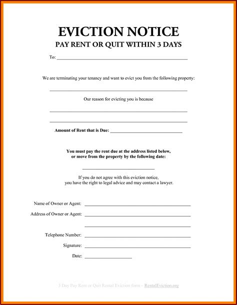 Best Free Printable Day Eviction Notice Template Perkins Website