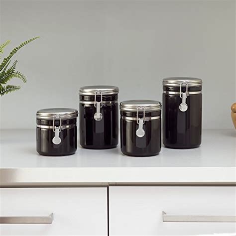 Home Basics 4 Piece Canister Food Storage Set With Stainless Steel Top