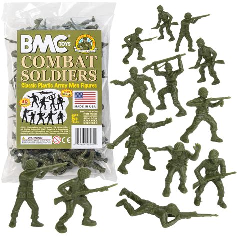 Bmc Classic Green Plastic Army Men 40pc Ww2 Soldier Figures Usa Made