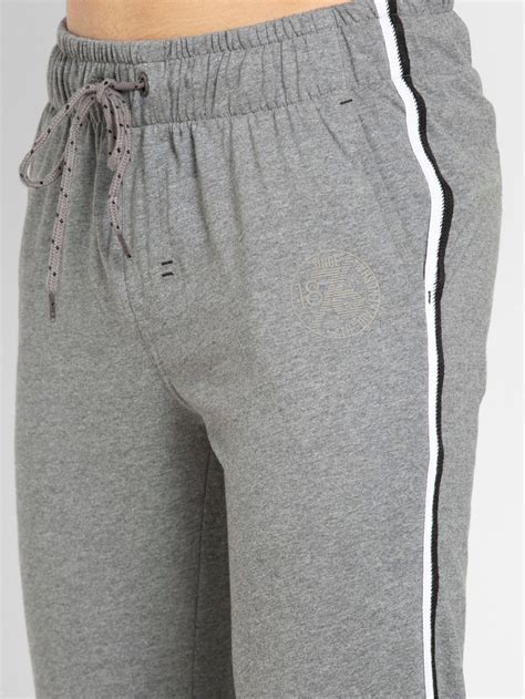 Buy Grey Melange And Black Slim Fit Track Pant With Drawstring Closure