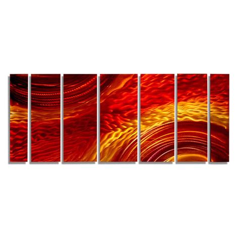 Red And Yellow Contemporary Metal Wall Art Panels By Jon Allen Harvest
