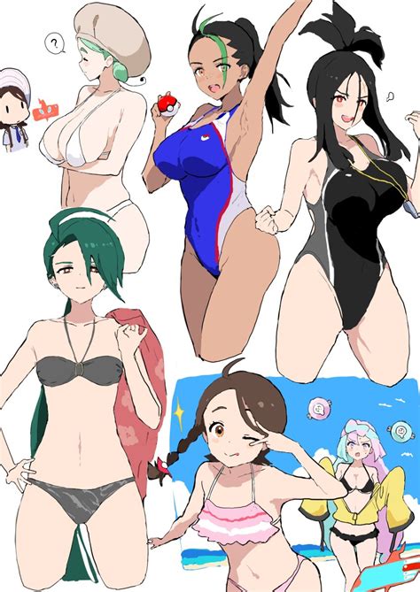 Rule 34 7girls Armpits Beach Bikini Breasts Dendra Pokemon Female Female Only Hitodama