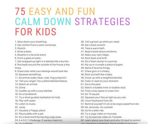 75 Easy And Fun Calm Down Strategies For Kids That Theyll Love