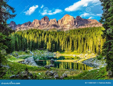 Karersee Lago Di Carezza Is A Lake In The Dolomites In South Tyrol