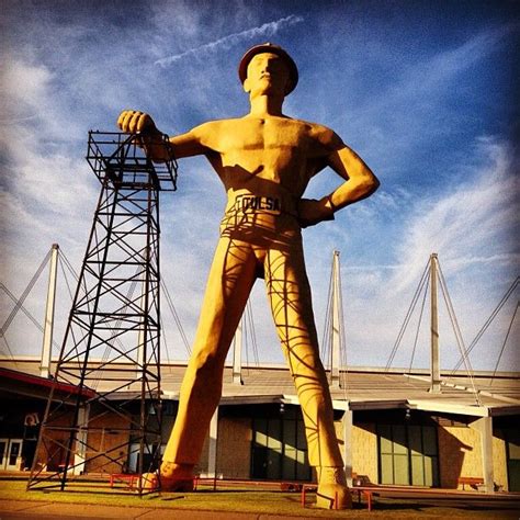 The Golden Driller Statue In Tulsa Ok At 76 Feet Tall It Is Among