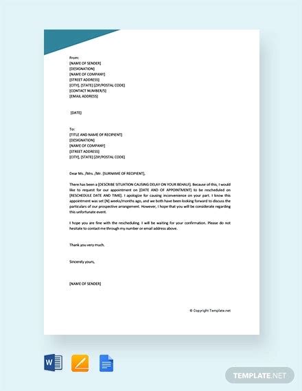 10+ Reschedule Appointment Letter Templates - Free Samples ...