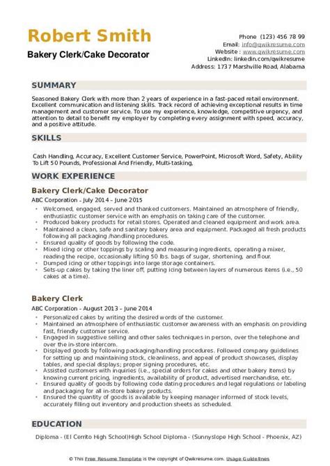 Explore all 469.000+ current jobs in united kingdom and abroad. Bakery Clerk Resume Samples | QwikResume