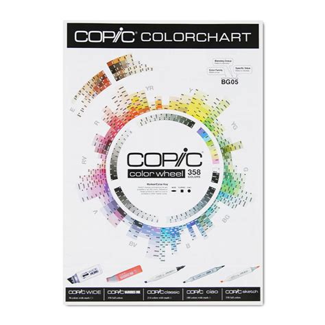 Copic Colour Chart 358 Colours Artsavingsclub